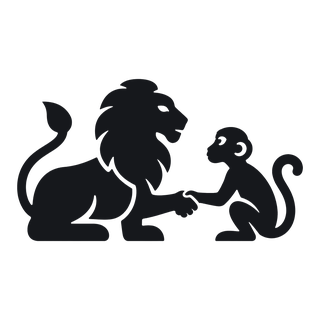 The Osu symbol: a lion shaking hands with a monkey